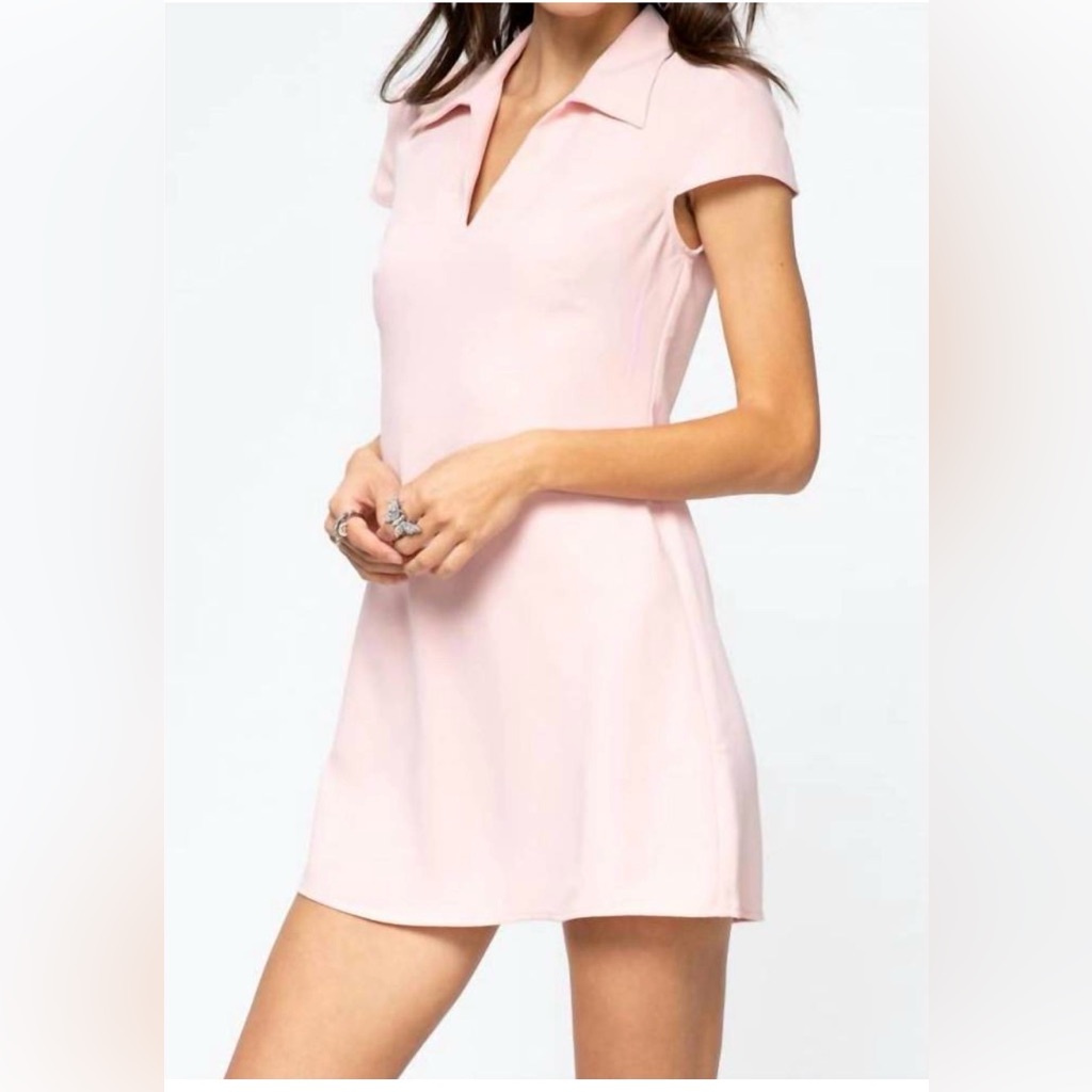 Amanda Uprichard New Walker Dress In Dusty Rose Light Pink Preppy Mini Dress
